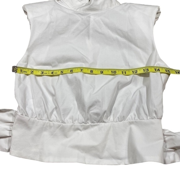 NWT Express Cropped Tie Waist Sleeveless Shoulder Pad Top, White, Size XS - Picture 13 of 14